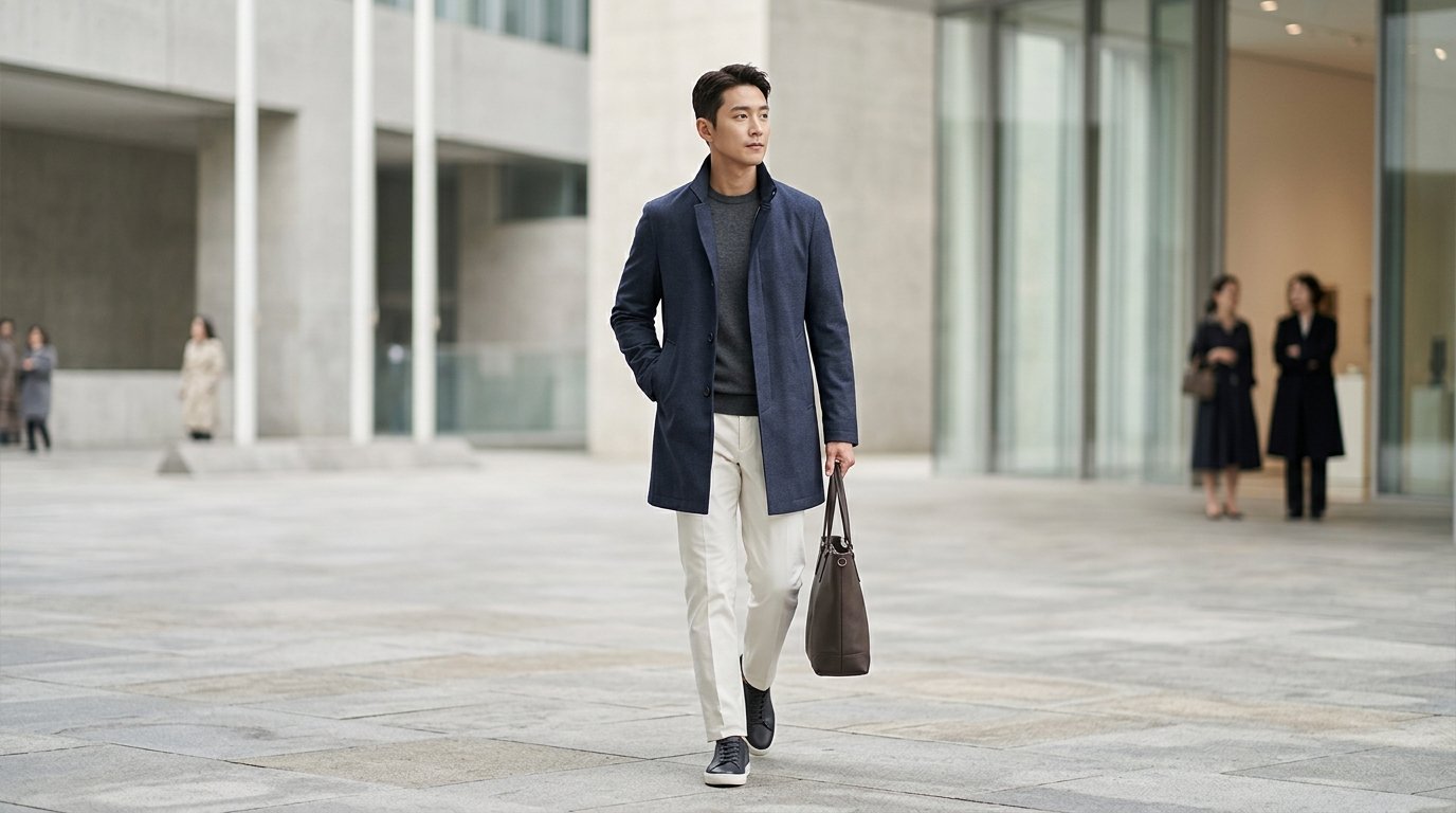 도심 거리에 매치된 다양한 알레그리 하프자켓.