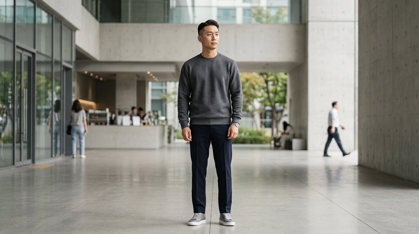 다양한 아우터와 매치한 맨투맨을 입은 마네킹들