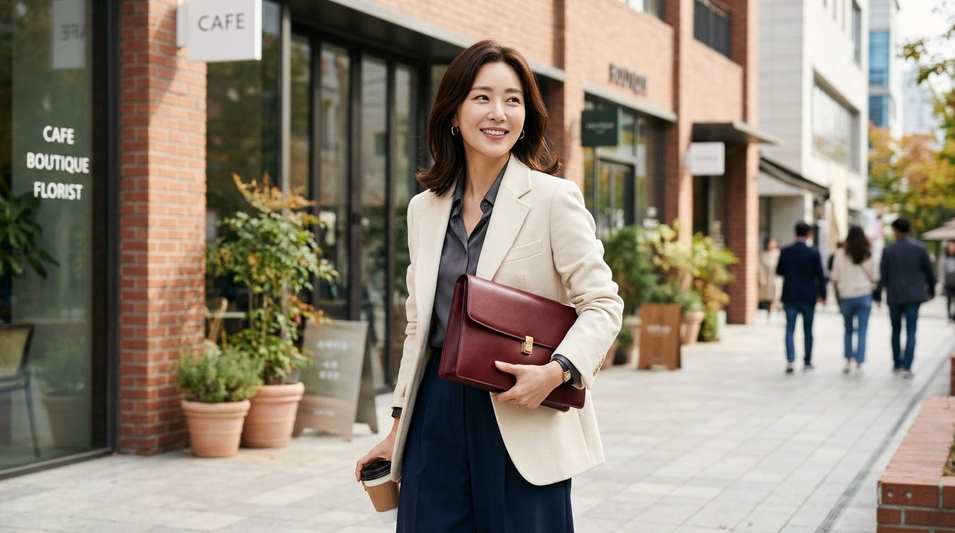도심에서 다양한 스타일의 클러치백을 든 사람들