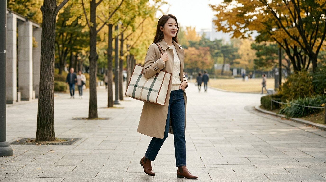 도심 길거리에 놓인 다양한 에코백