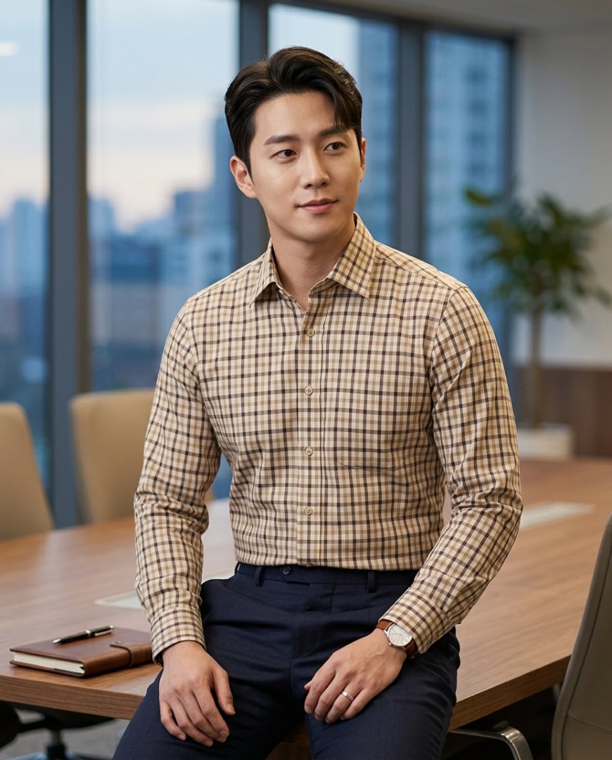 정장 스타일의 셔츠와 블레이저 클로즈업
