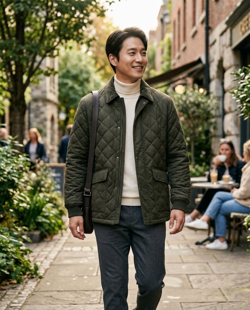 도시 거리에서 캐주얼하게 입은 남성