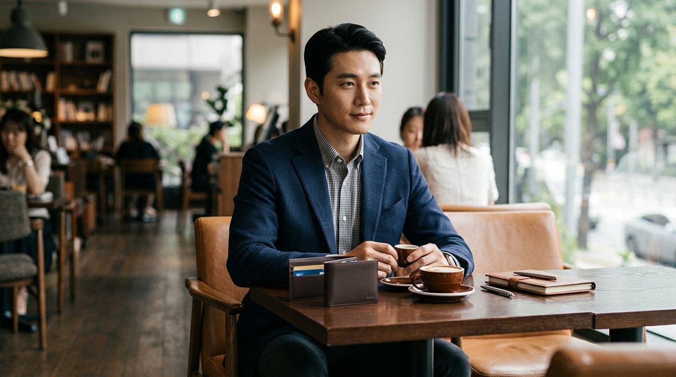 고급 매장의 다양한 반지갑 디스플레이