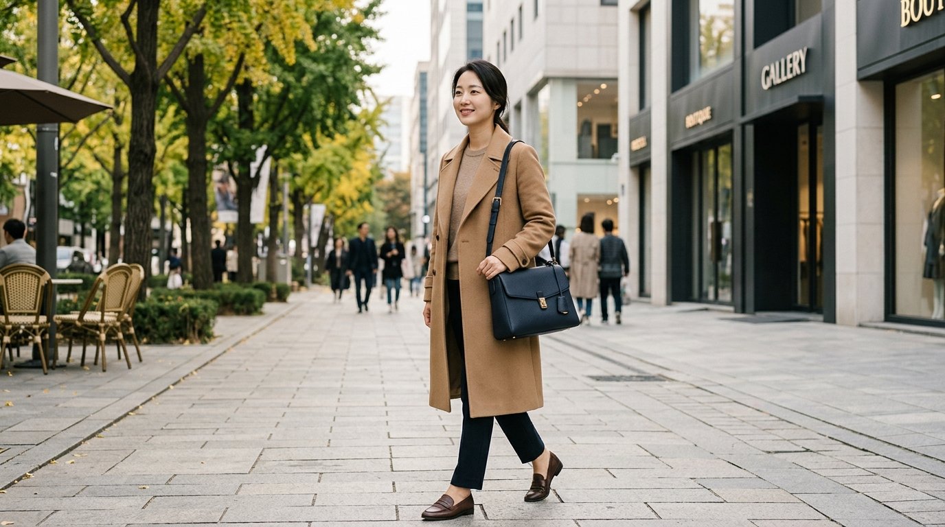 아늑한 옷장 안에 여러 숄더백이 가지런히 배열된 모습
