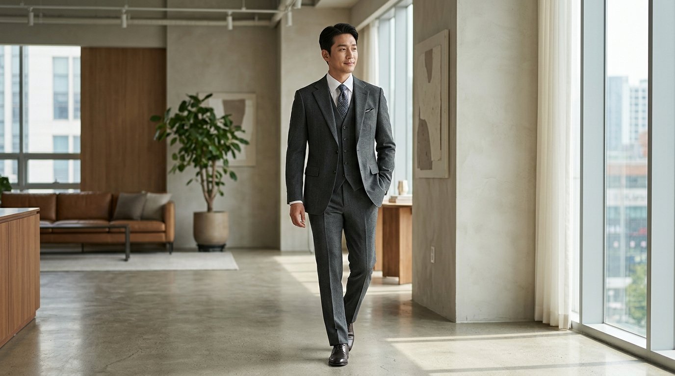 넓은 공간에 다양한 정장 액세서리가 진열된 모습