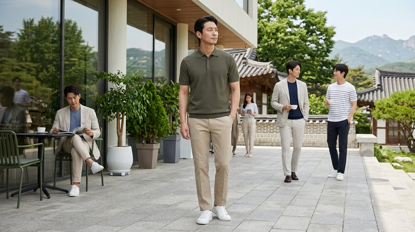 넓은 갤러리 공간에 다양한 핏의 티셔츠가 걸려 있음