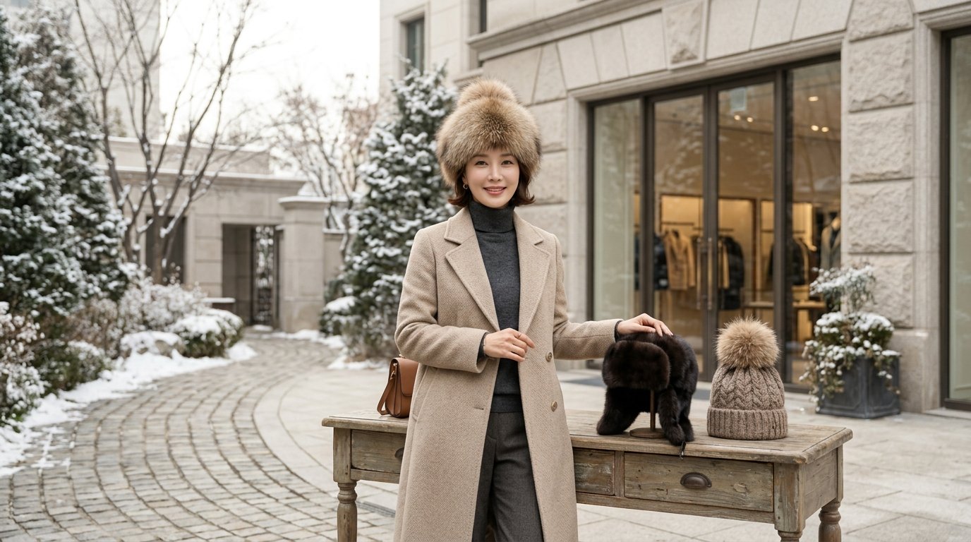 여러 명의 여성이 다양한 모자를 착용한 모습