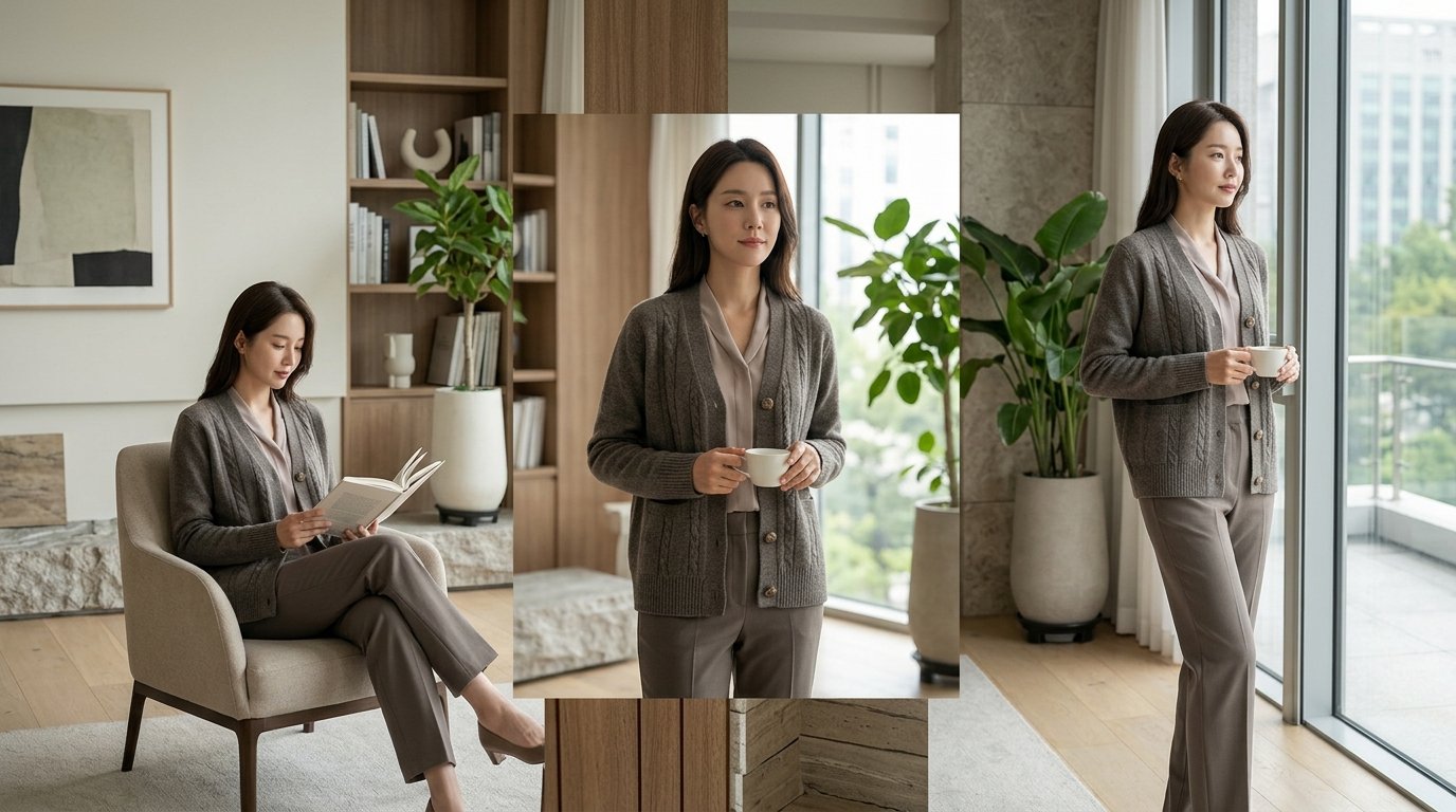 도시 옷가게에 진열된 다양한 가디건