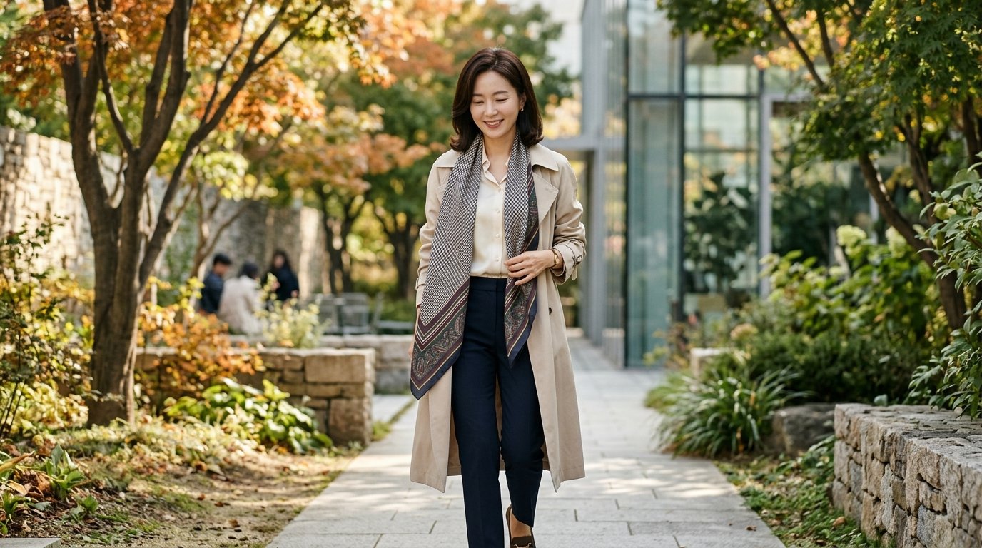 여성 손수건이 우아하게 배치된 장면