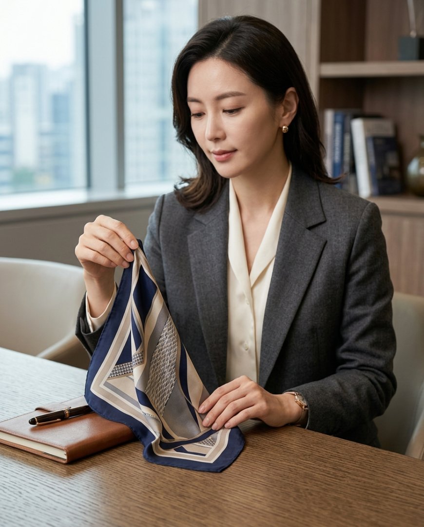 비즈니스 수트 주머니에 손수건이 놓인 장면