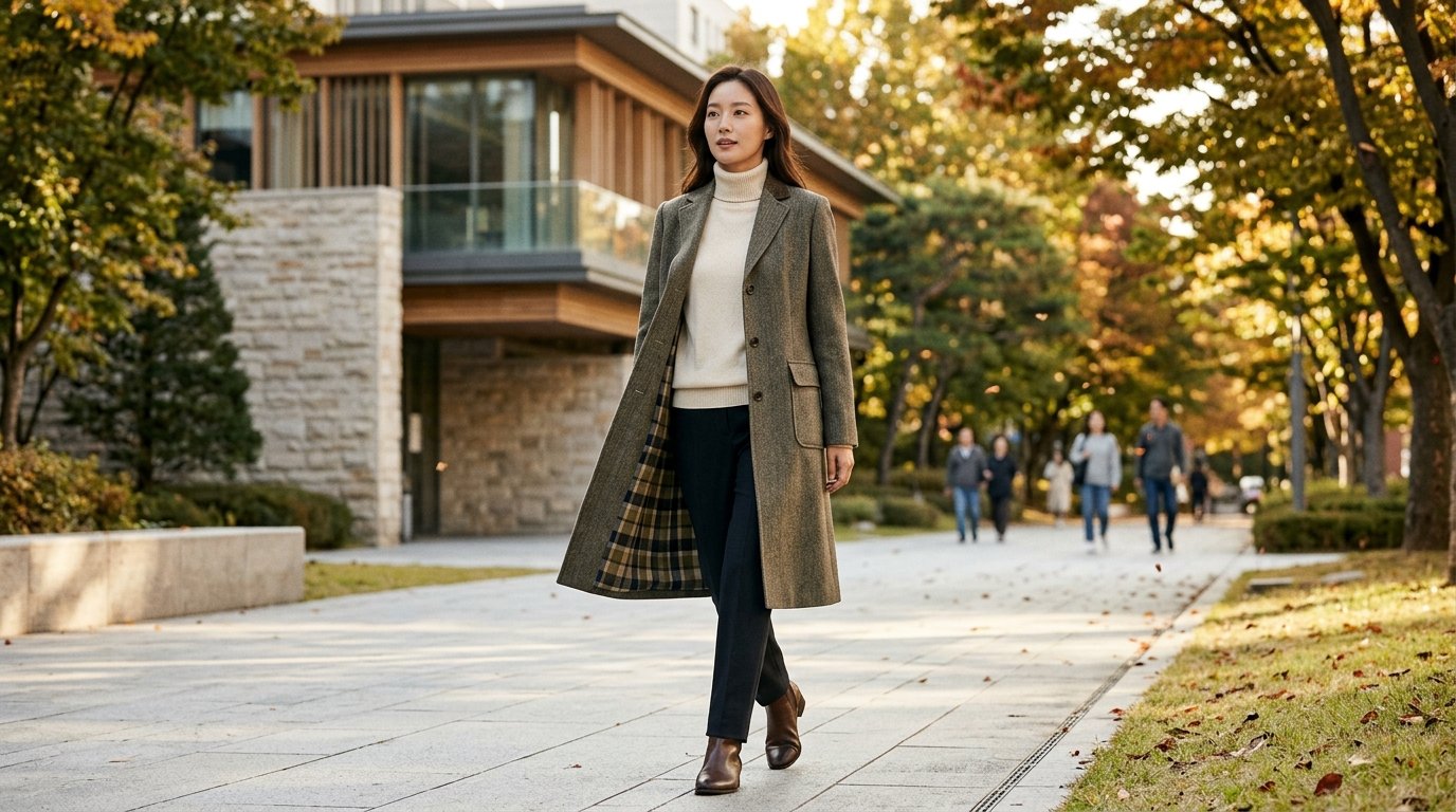 도심 속 거리에서 다양한 자켓 스타일을 입은 여성들
