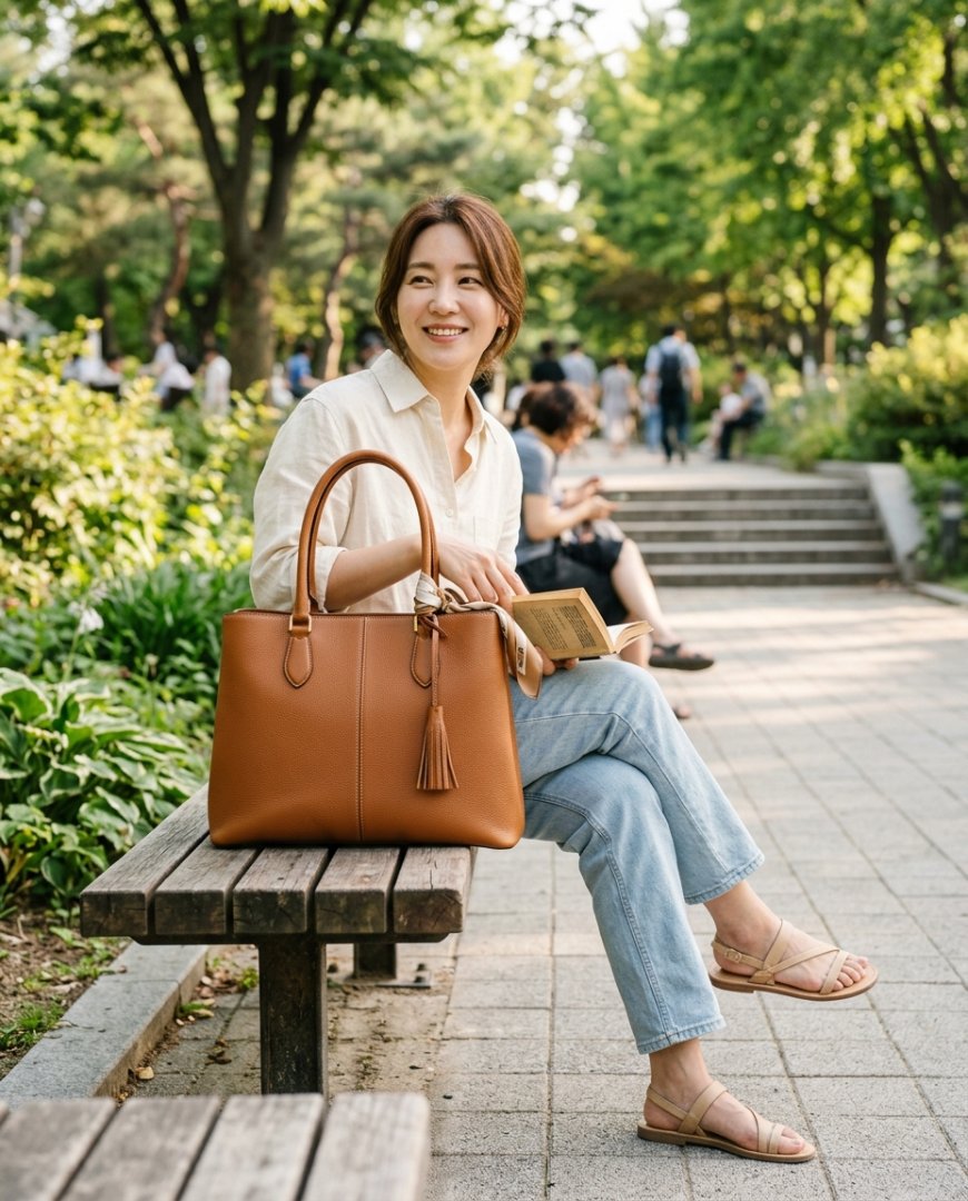 주말 나들이를 위한 여유로운 토트백