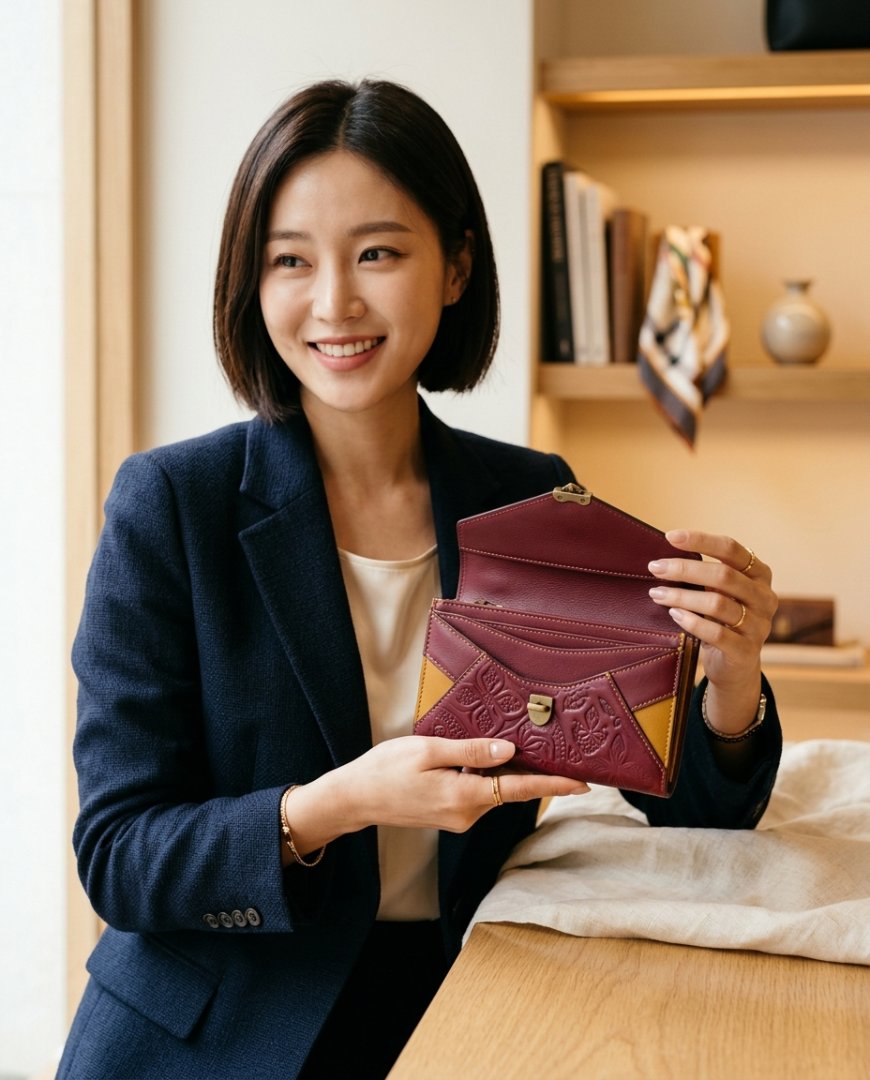 고급 포장에 담긴 카드지갑 다양한 색상