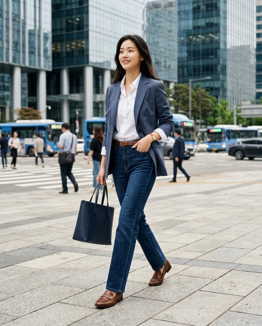 업무에서 돋보이는 데님팬츠 스타일