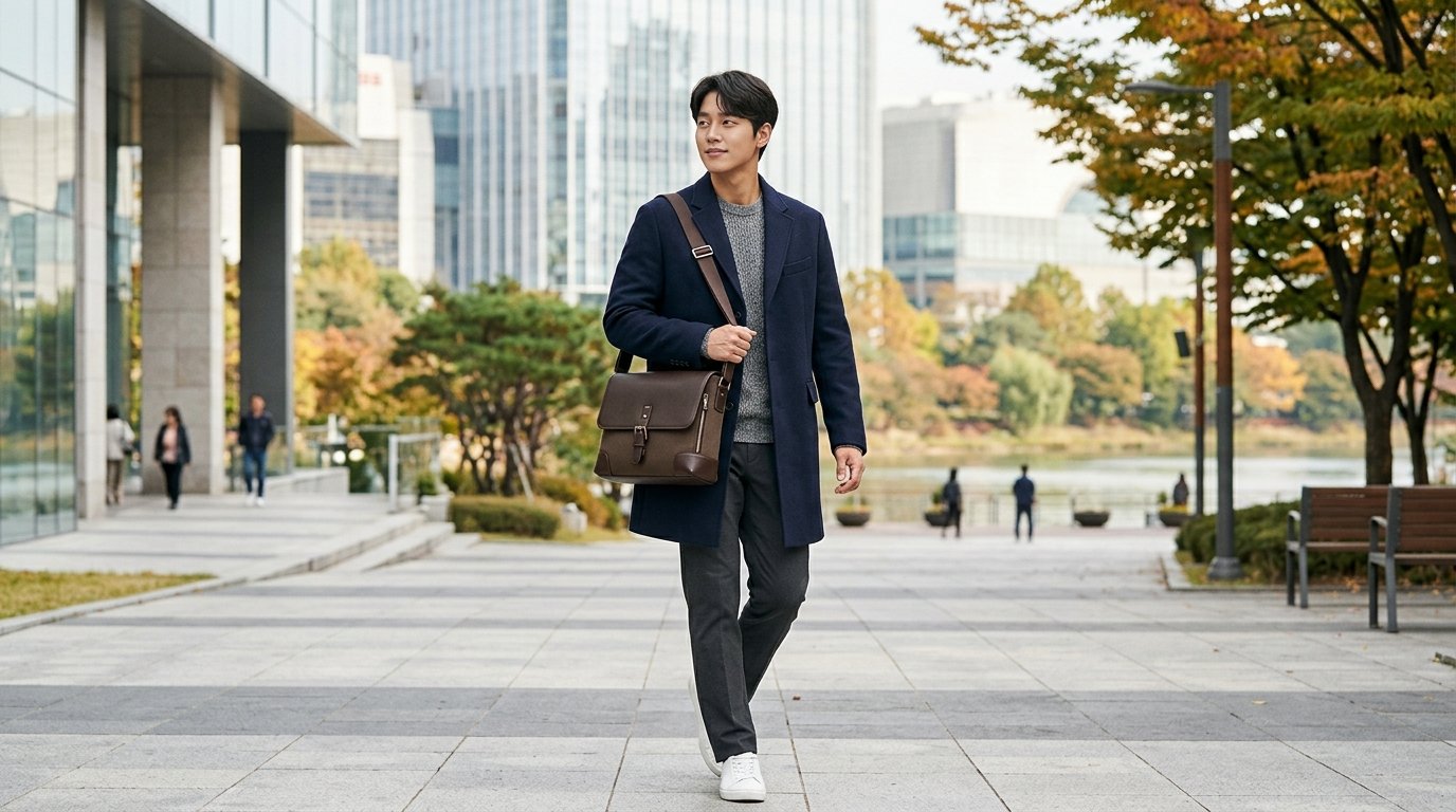 여러 모델이 도시 거리에서 다양한 크로스백 스타일을 선보임