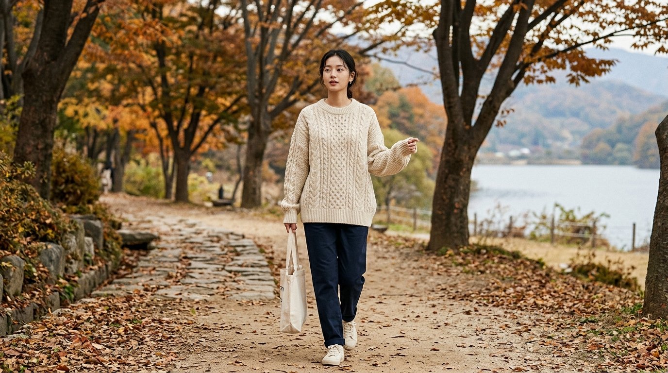 패션 매장에서 다양한 풀오버가 진열된 모습