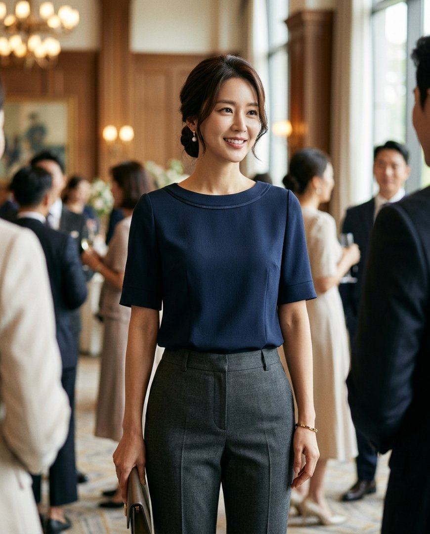 스커트와 블라우스로 연출한 우아한 행사룩