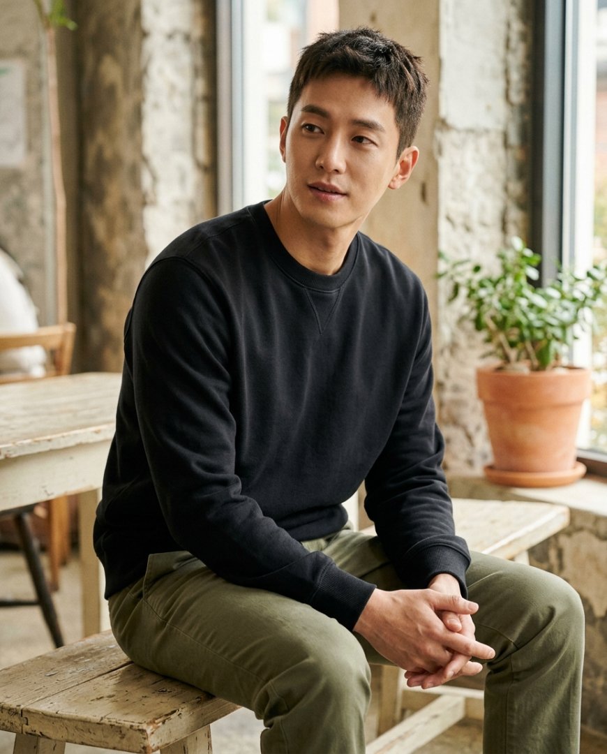 데님과 스니커즈를 매치한 캐주얼 스타일링