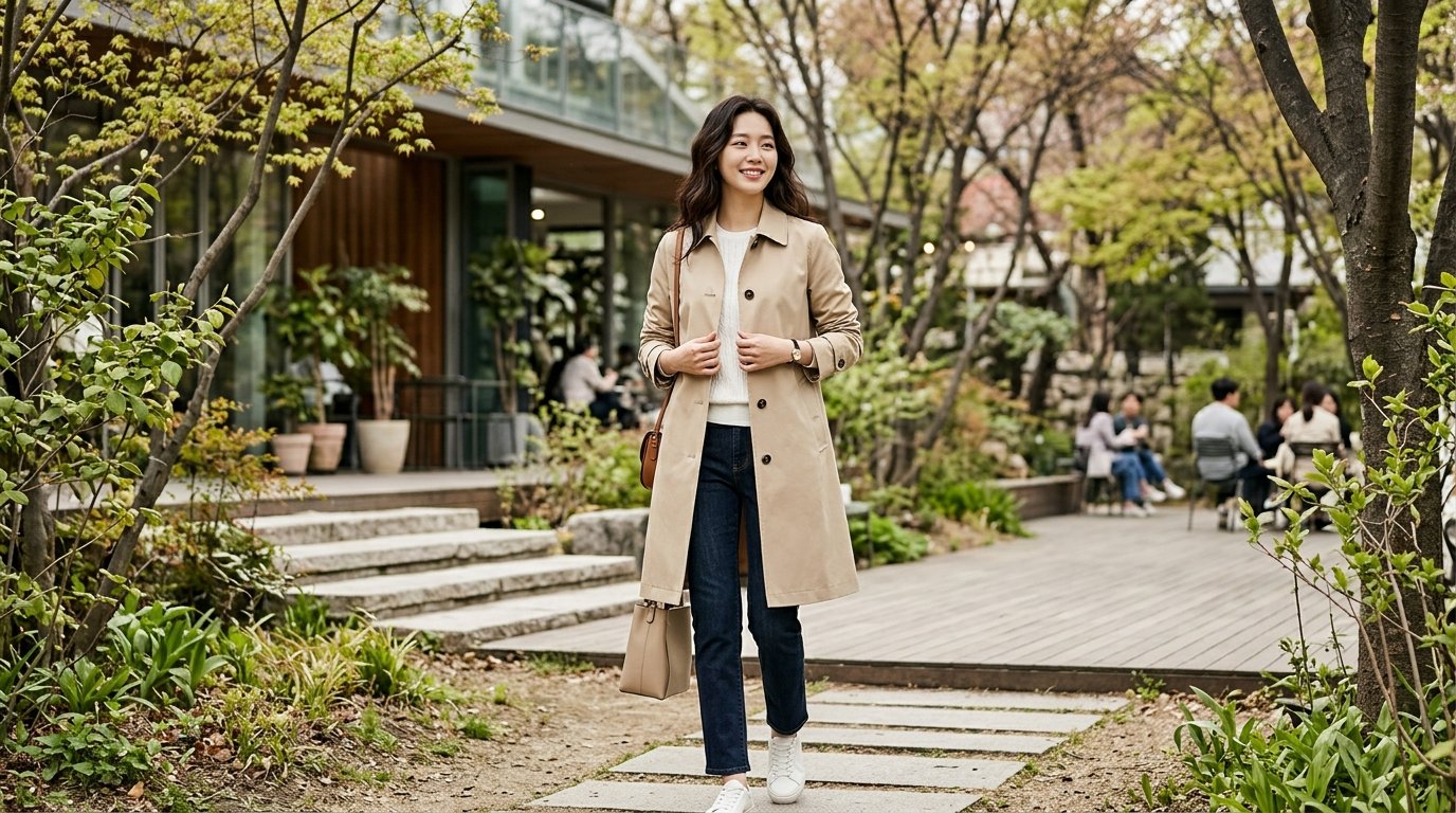도시 거리에서 다양한 자켓 스타일을 입은 사람들.