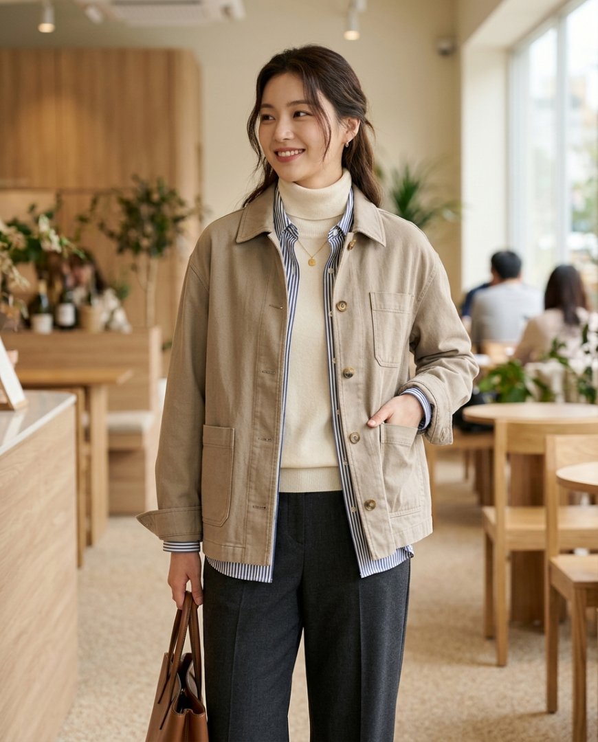 레이어드로 표현한 자켓과 경량 니트