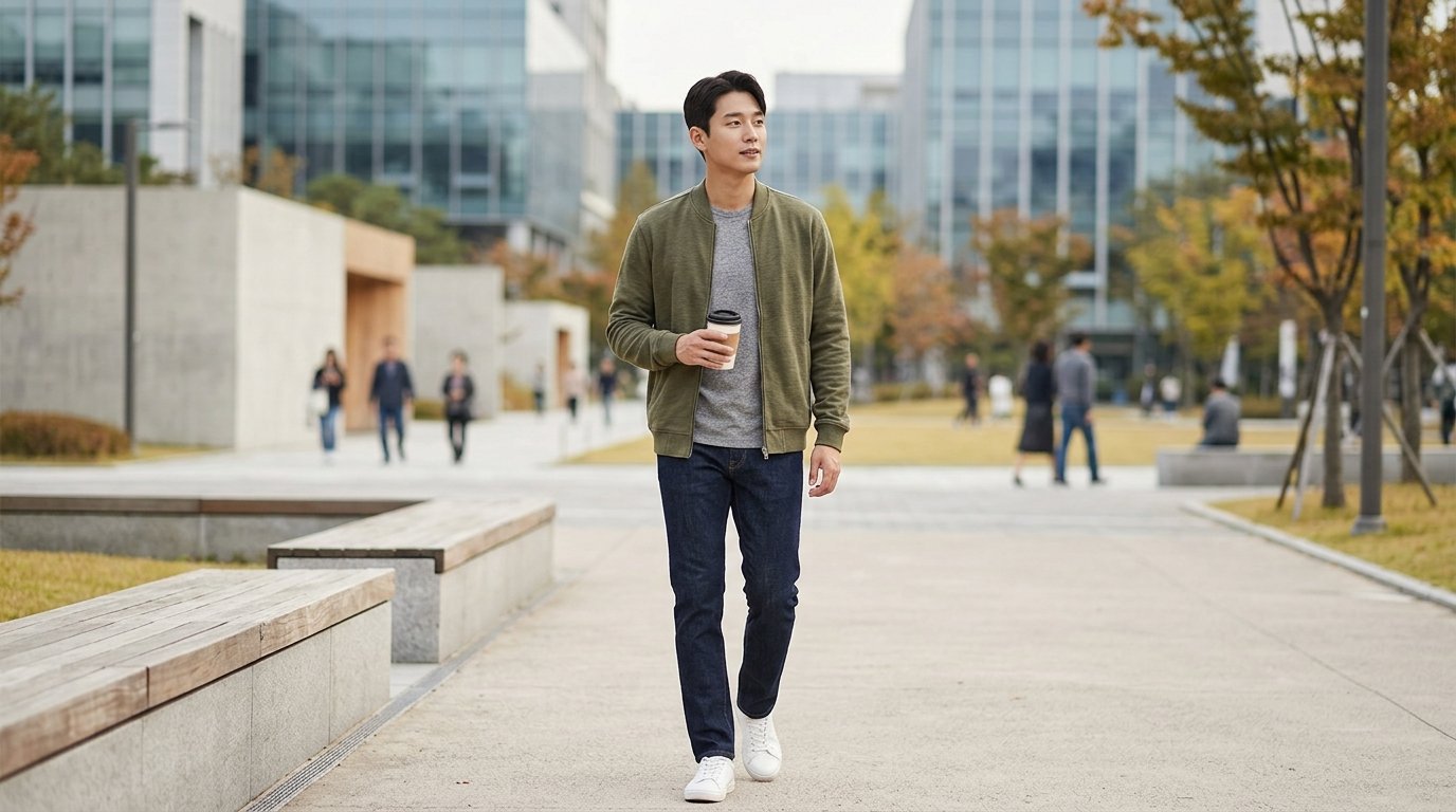 다양한 색과 소재의 점퍼가 진열된 매장 화면