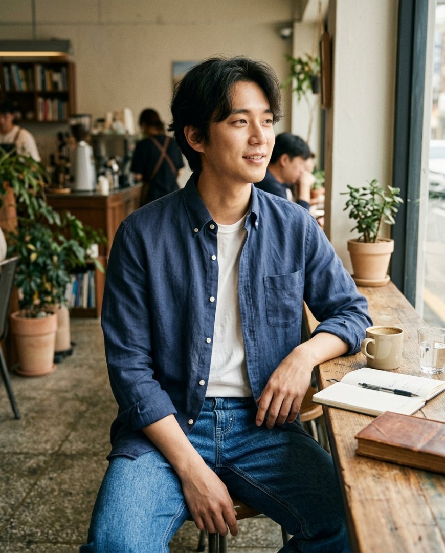 편안한 거실에서 캐주얼 데일리 스타일링
