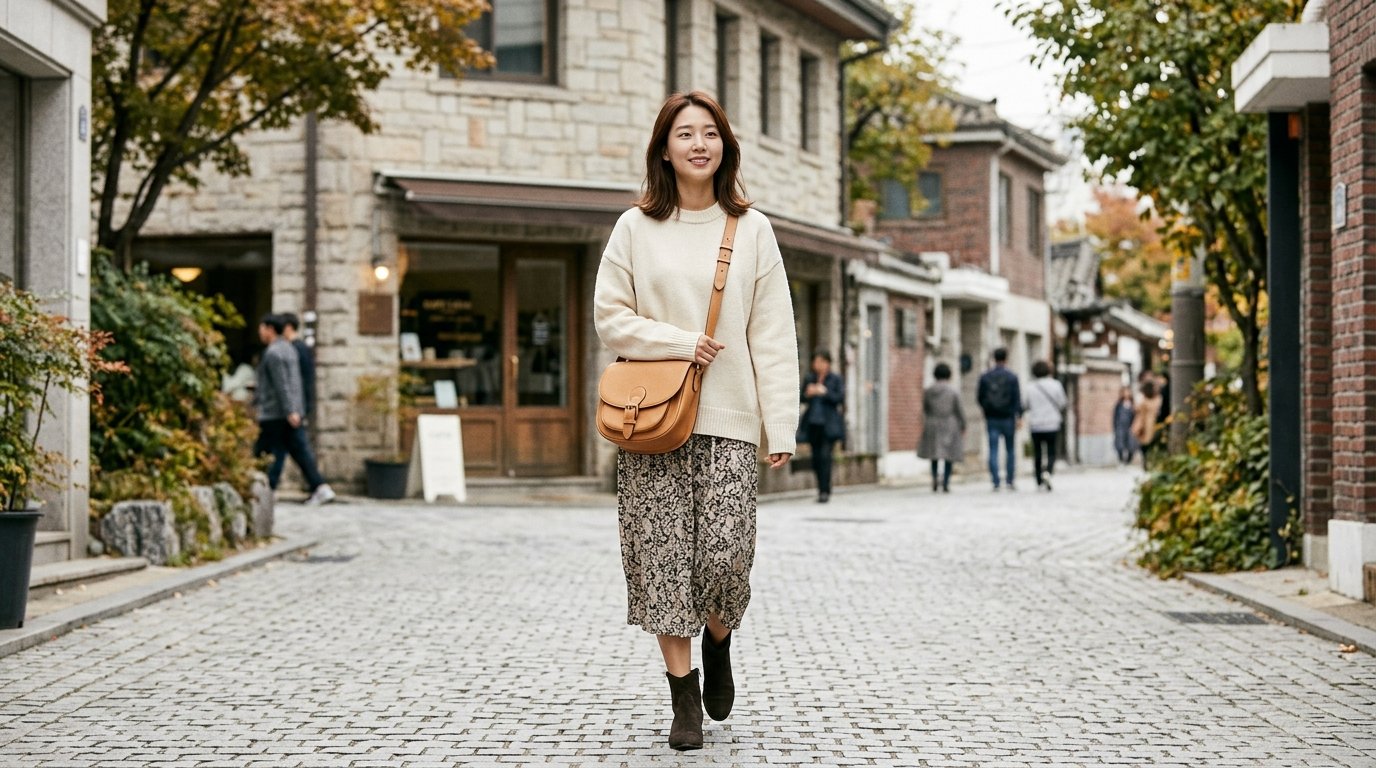 크로스백이 진열된 부티크 전시 스탠드