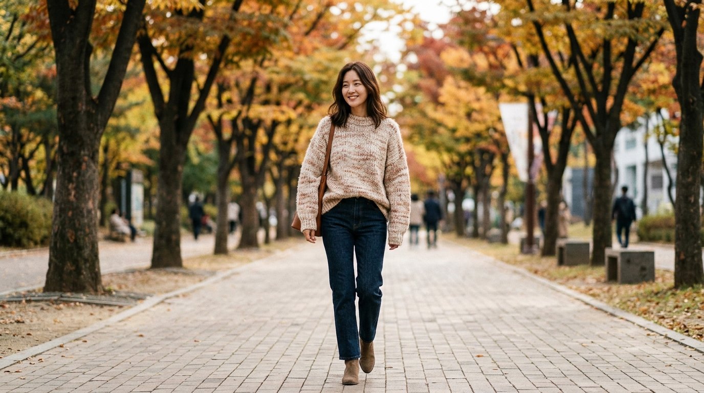 이자벨마랑 스웨터들이 테이블에 진열된 모습