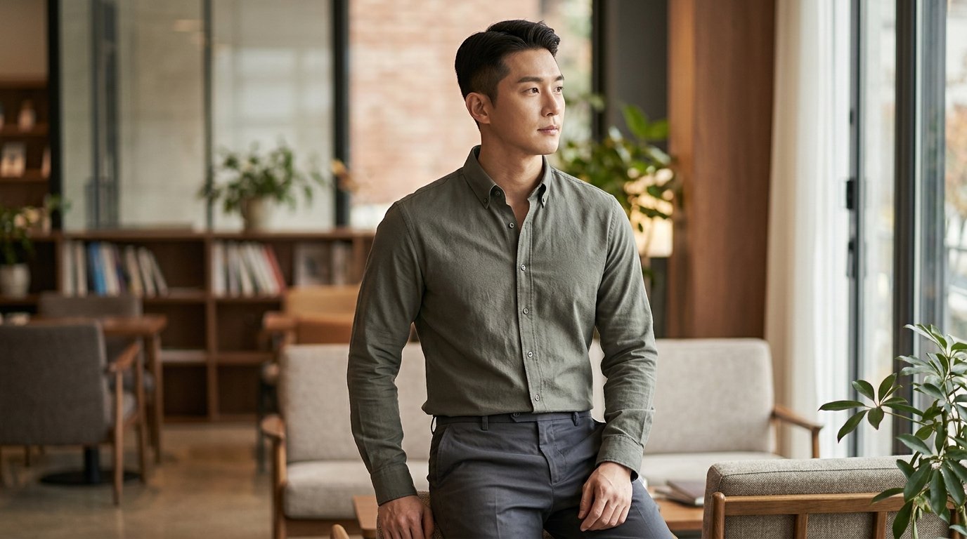 다양한 셔츠가 전시된 거리 배경 장면