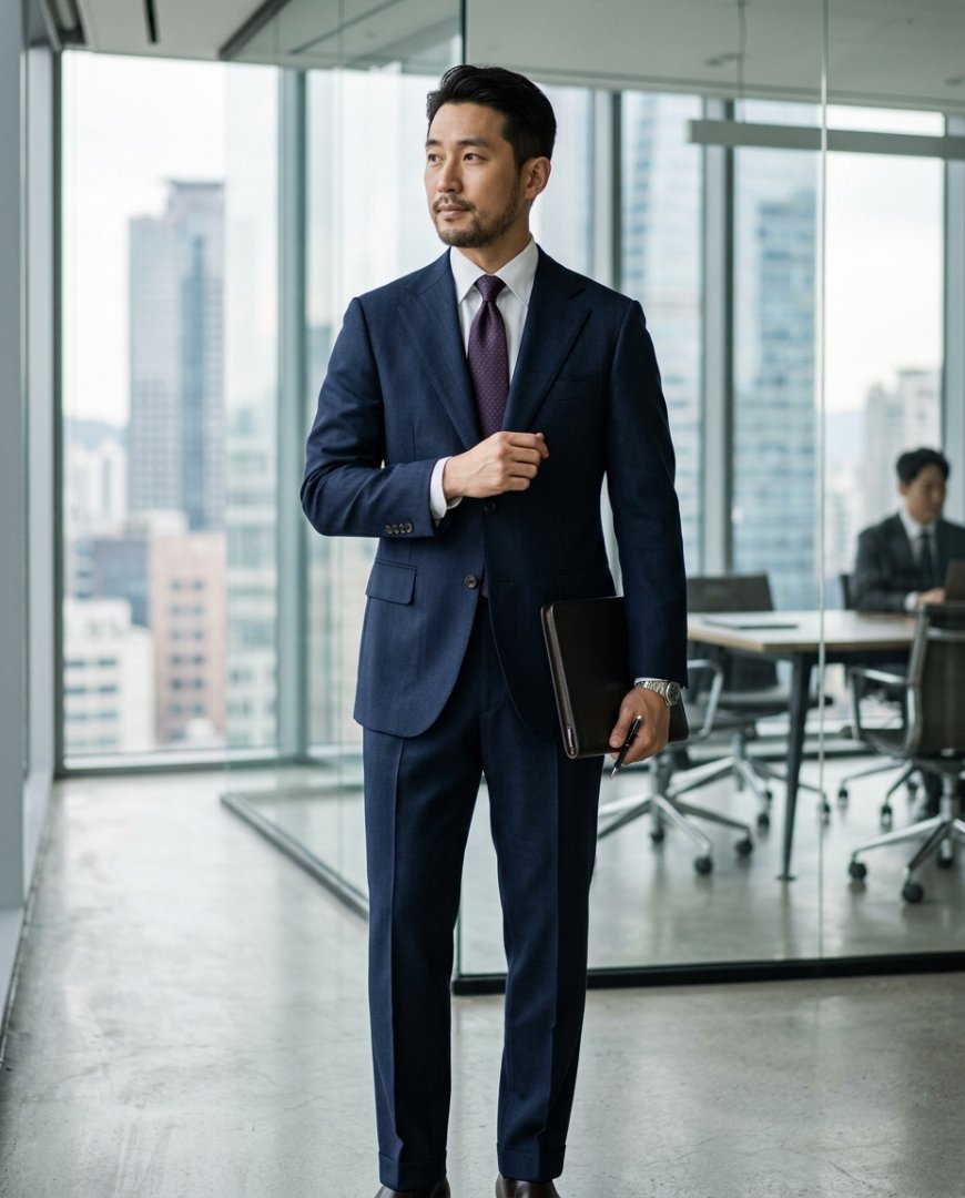 현대적인 사무실에서 정장을 입은 남성