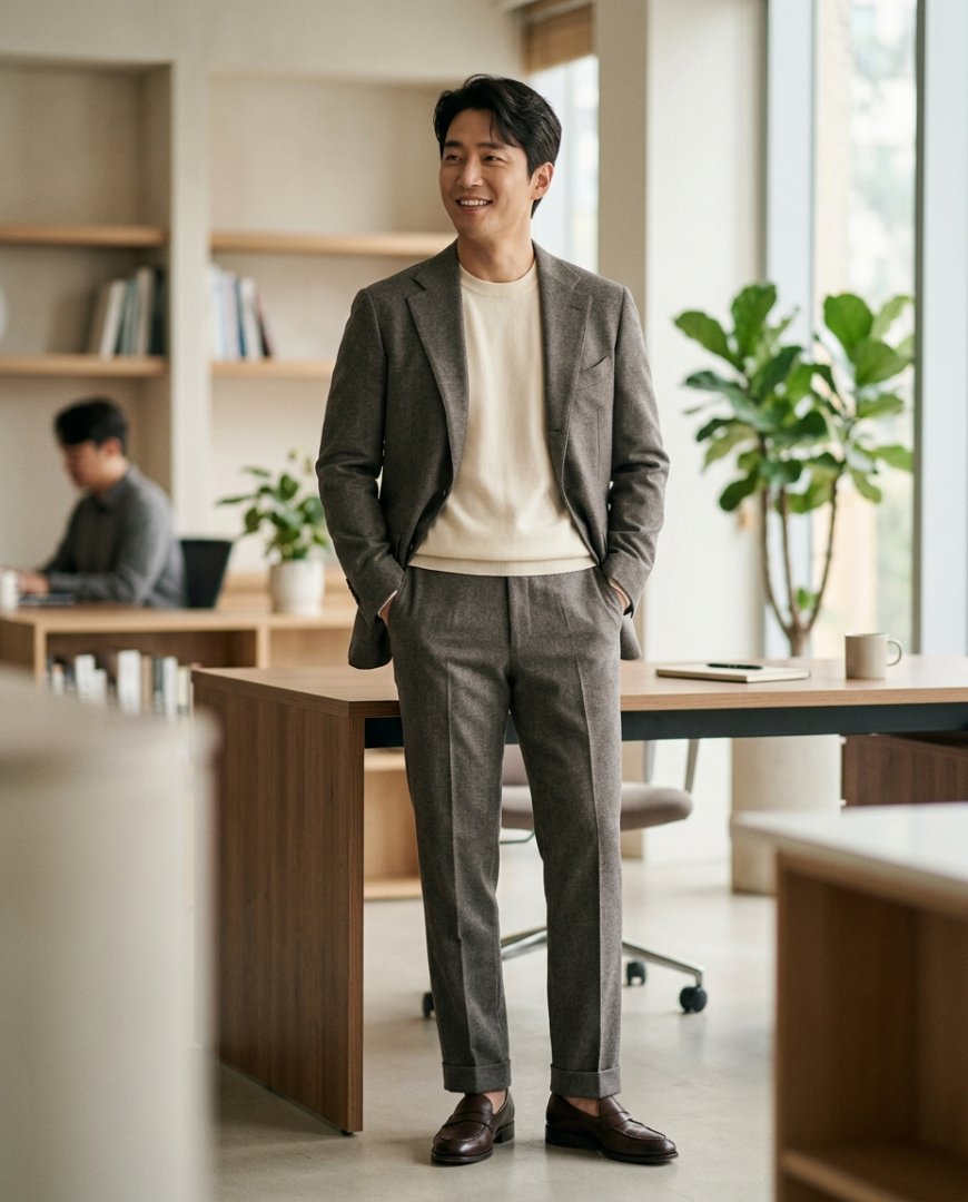 편안한 사무실에서 캐주얼 정장 차림의 직원