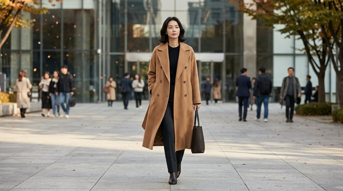 다양한 길이의 막스마라 코트가 걸쳐진 모습입니다.