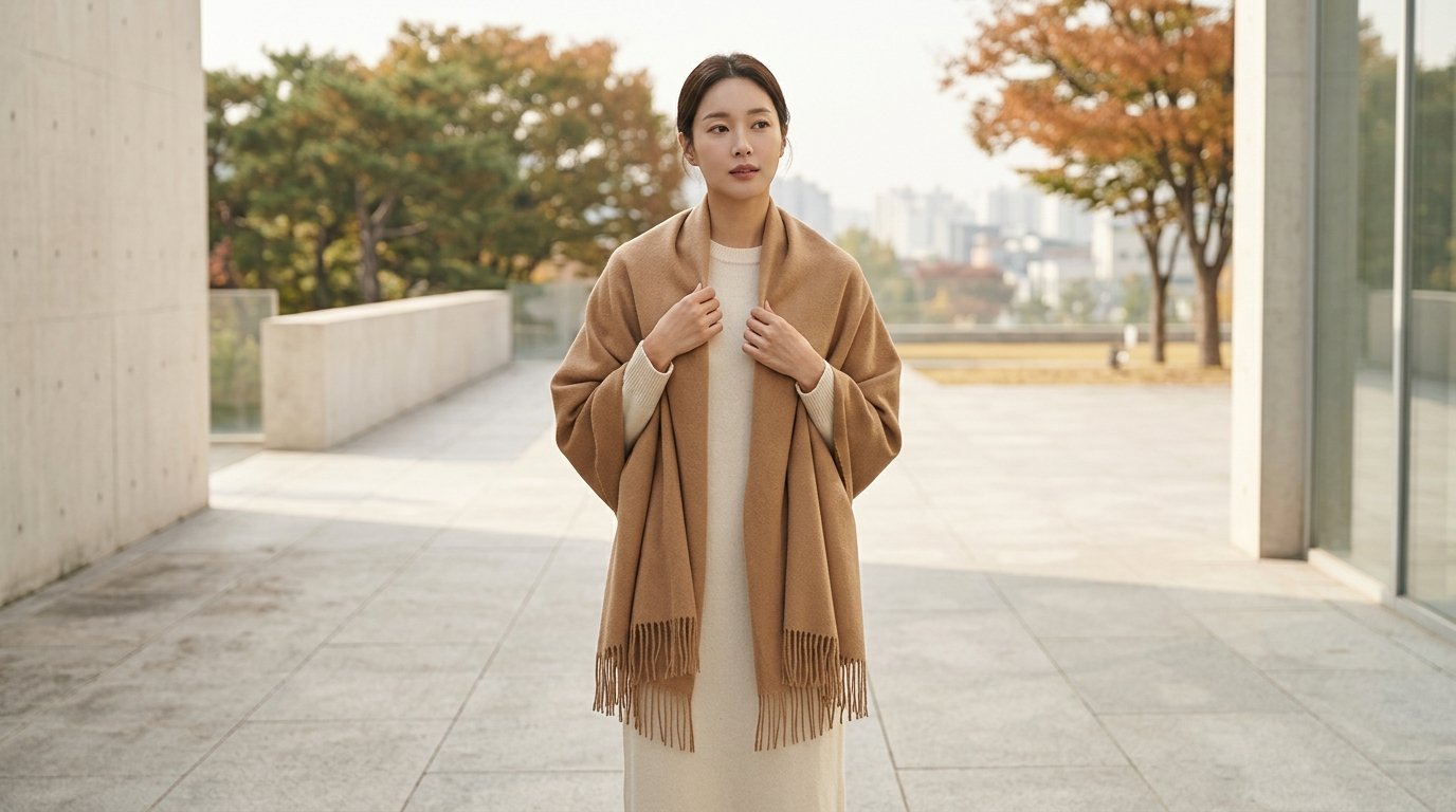 고급 패션 부티크에 진열된 완벽한 정장 및 숄 디스플레이.