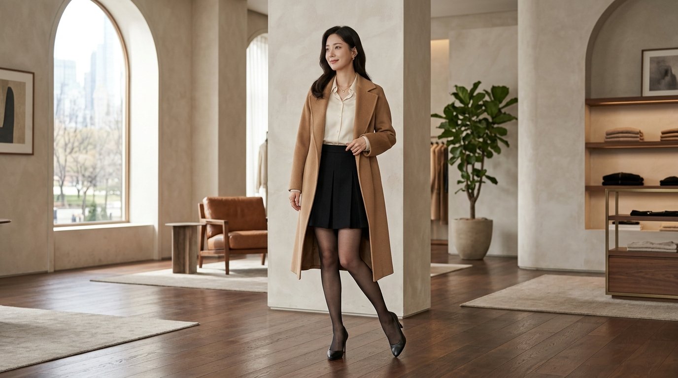 도시 배경 앞에서 다양한 스타일의 맥스마라 코트를 착용한 모델들