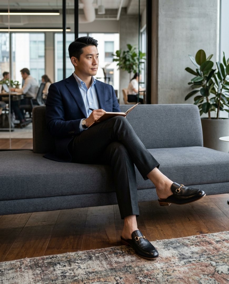 거실 책상 위에 클래식 셔츠와 블로퍼