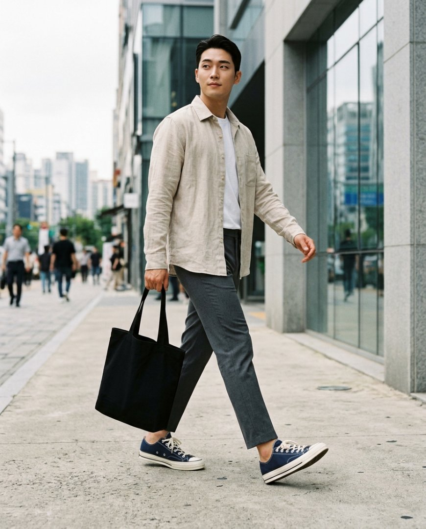 카페에서 블랙 크로스백을 착용한 인물 촬영