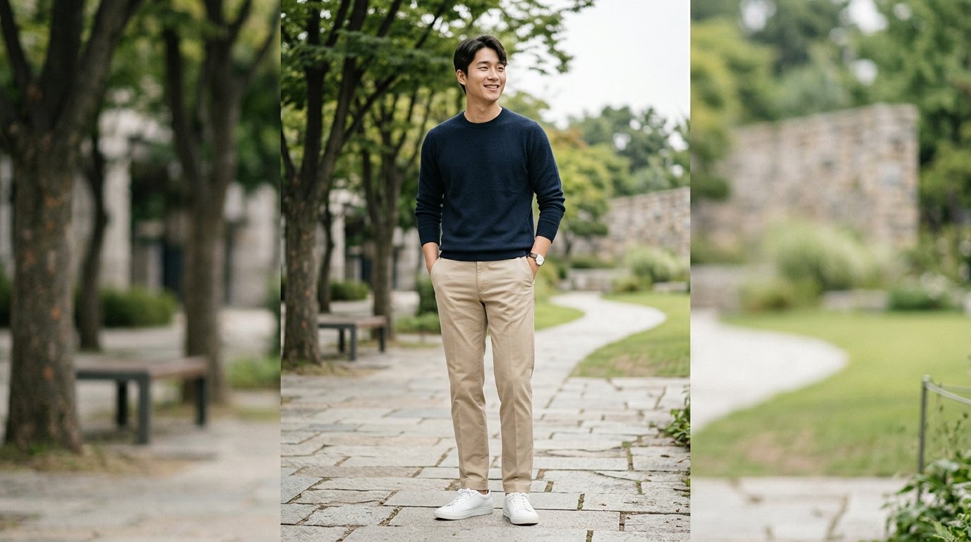 남성 치노팬츠 다양한 착장 연출 모습