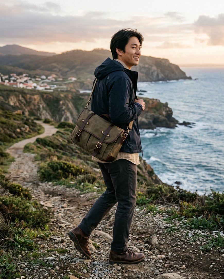 카페 테라스에서 여행 준비를 하는 모습