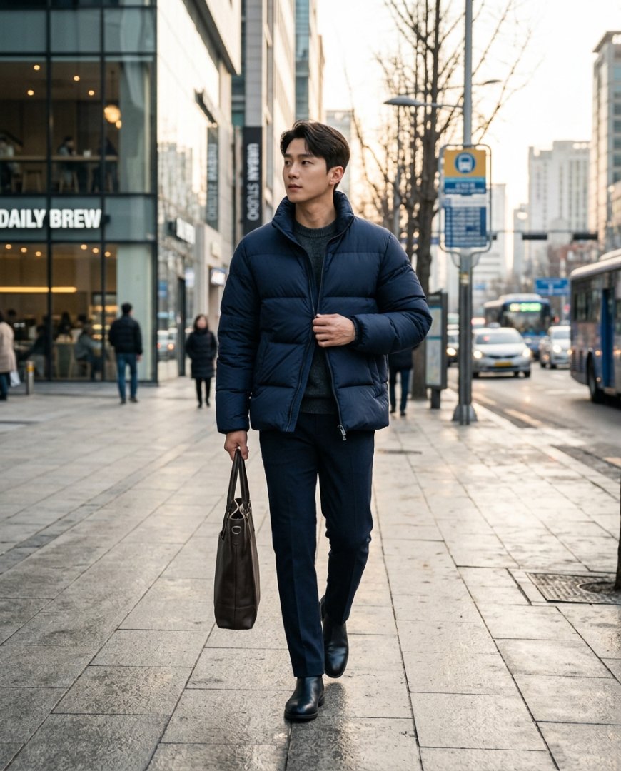 일상 속 스마트 캐주얼 다운점퍼 스타일링