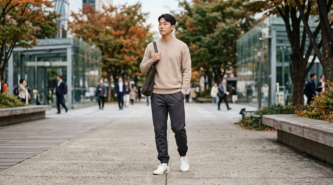 매장 전면에 진열된 조거팬츠 입은 마네킹들