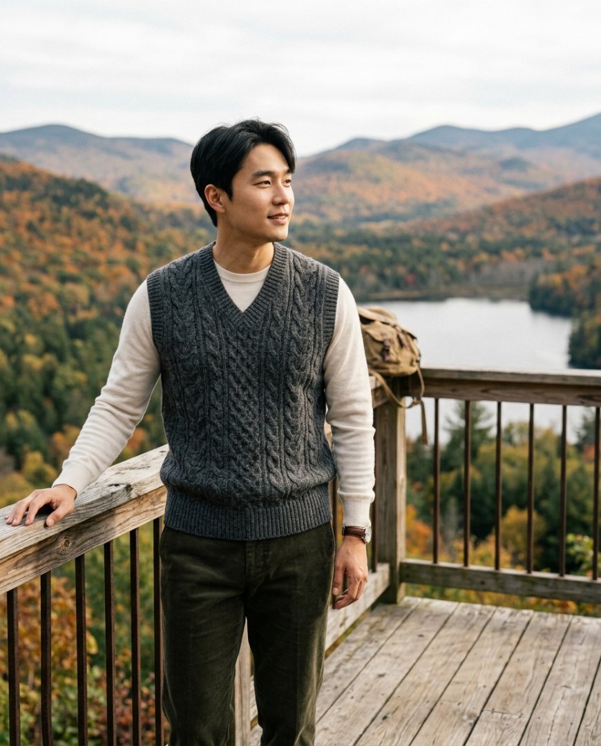 야외 행사에 참석한 멋진 남성