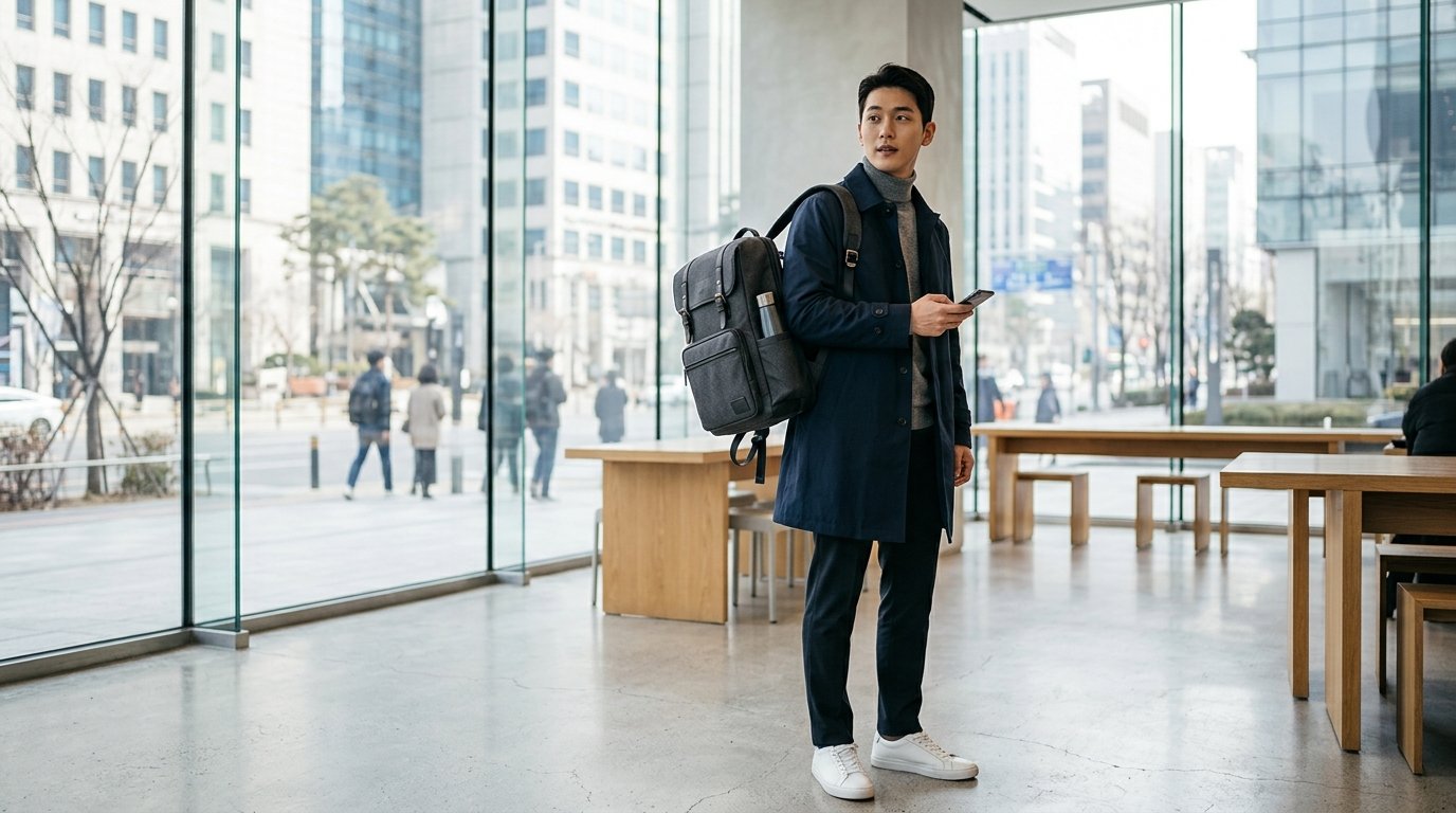 다양한 디자인의 노트북가방이 책상 위에 정렬됨