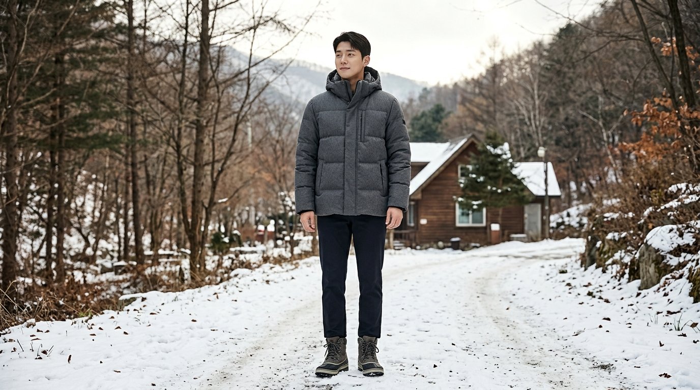 다양한 패딩 스타일을 입은 모델들의 거리 모습