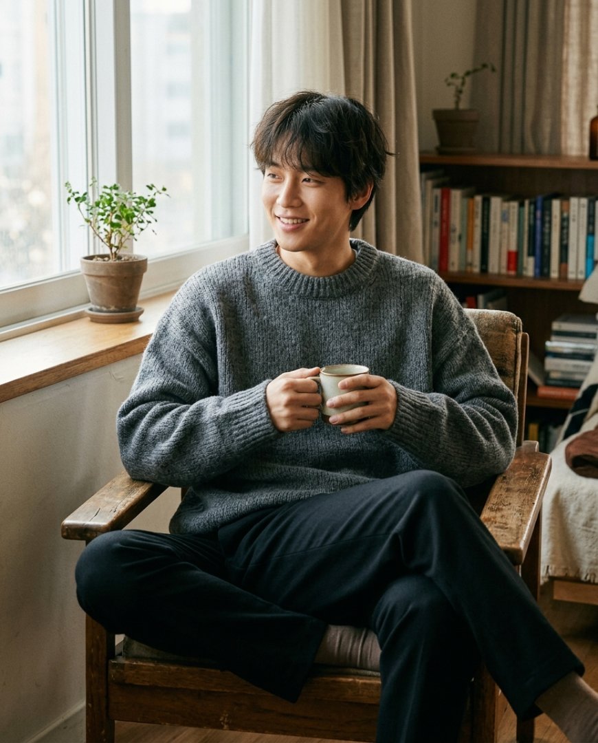 맨투맨 풀오버를 입고 소파에 누운 남성