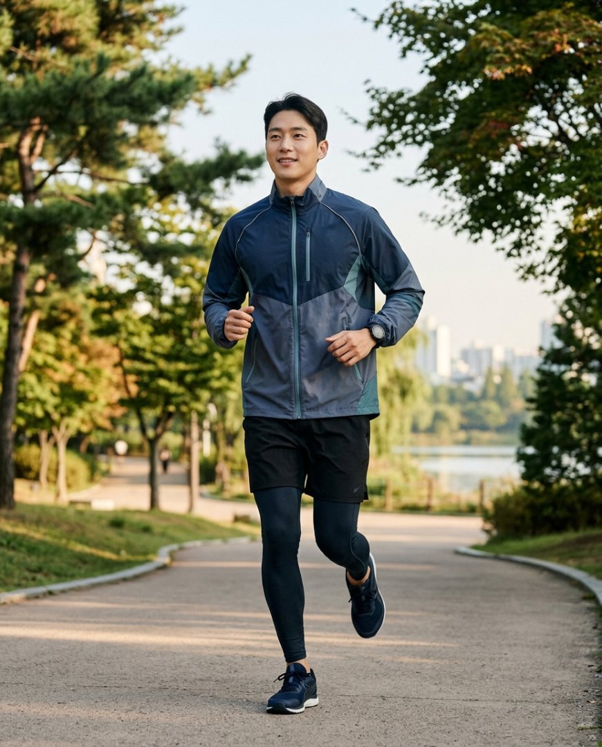 그늘진 공원 길을 따라 주말 러닝을 즐기는 모습