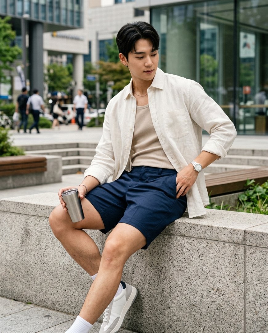 도심 거리에서 카페들이 늘어선 배경으로 걷는 사람들