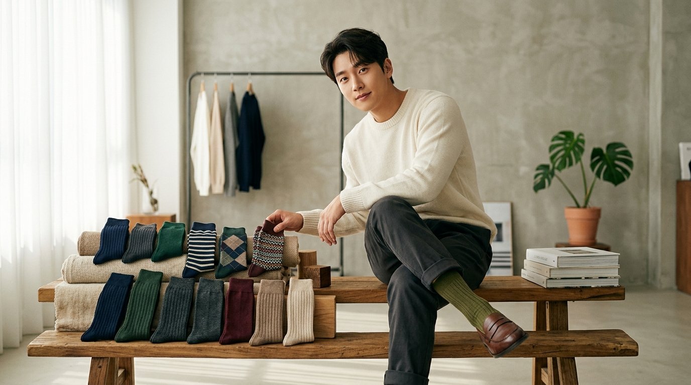 깔끔하게 정리된 다양한 색상의 양말들