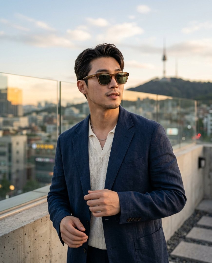 고급스런 부티크 배경의 패션 선글라스