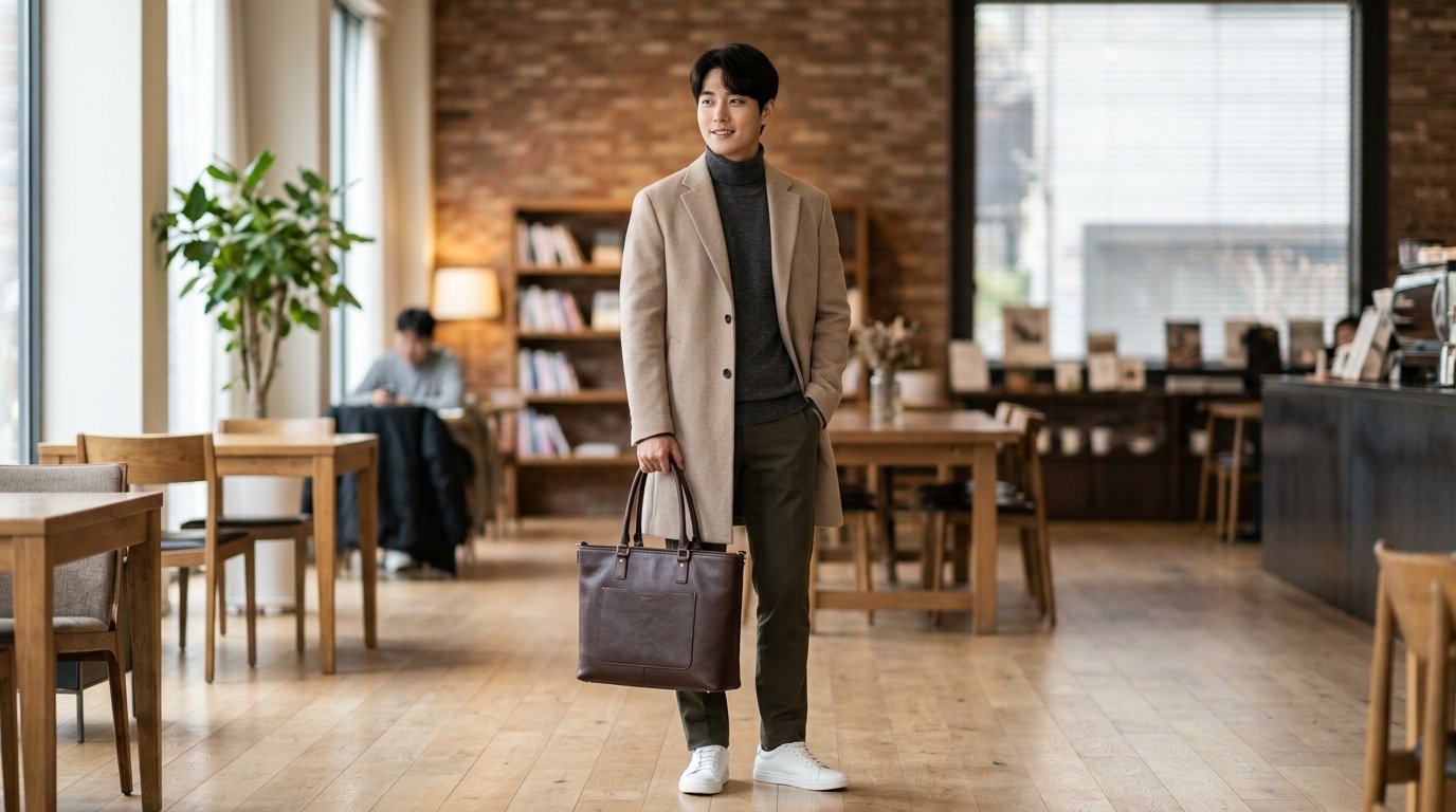 화려한 매장 중간에 다양한 토트백이 진열된 장면