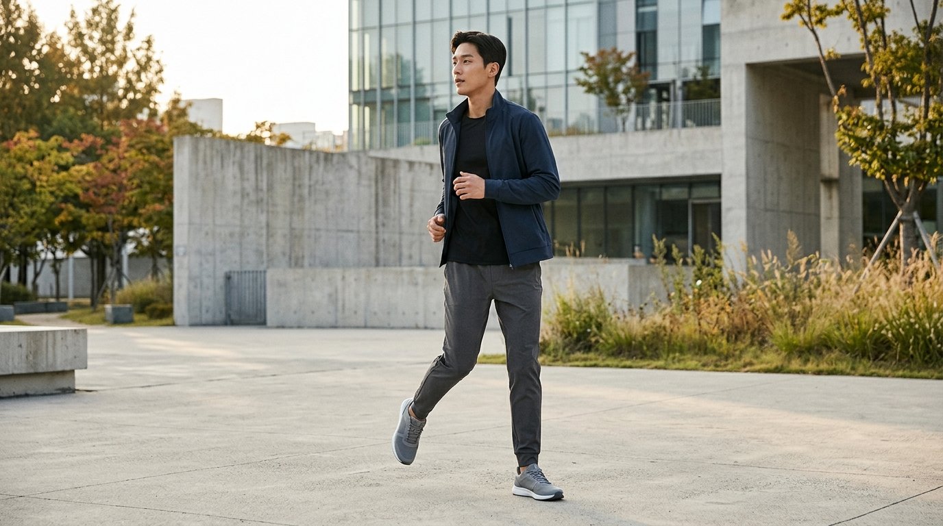 남성들이 다양한 스타일로 입은 트레이닝 팬츠
